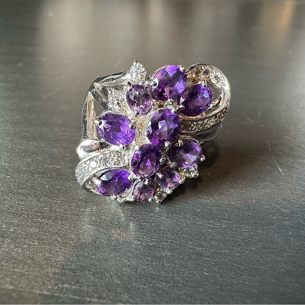 Sparkly Amethyst Statement Ring - image 5